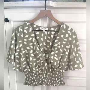 Green and White spotted crop top